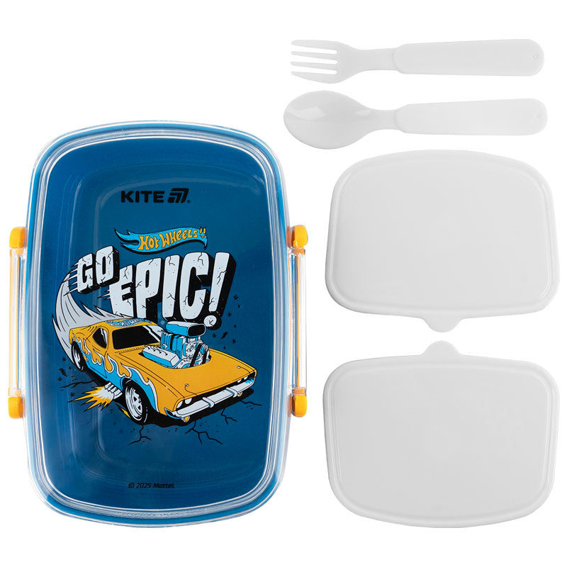 Lunchbox with fork and spoon Kite Hot Wheels HW25-181, 750 ml