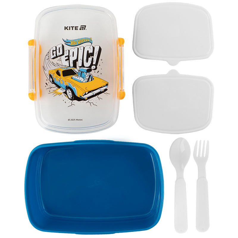 Lunchbox with fork and spoon Kite Hot Wheels HW25-181, 750 ml