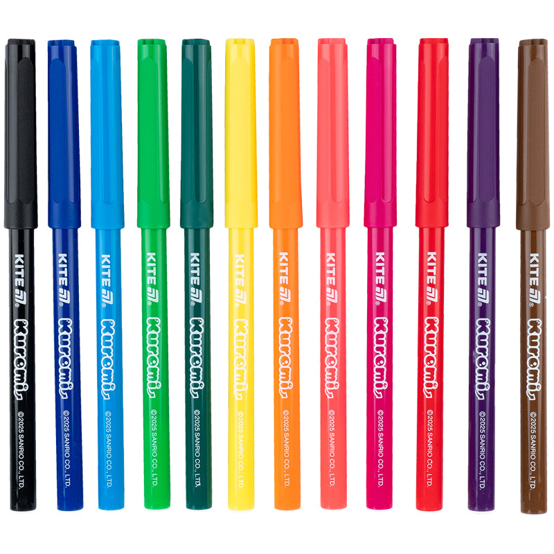 Set of fiber-tipped pens Kite Kuromi HK25-447-2, 12 colors
