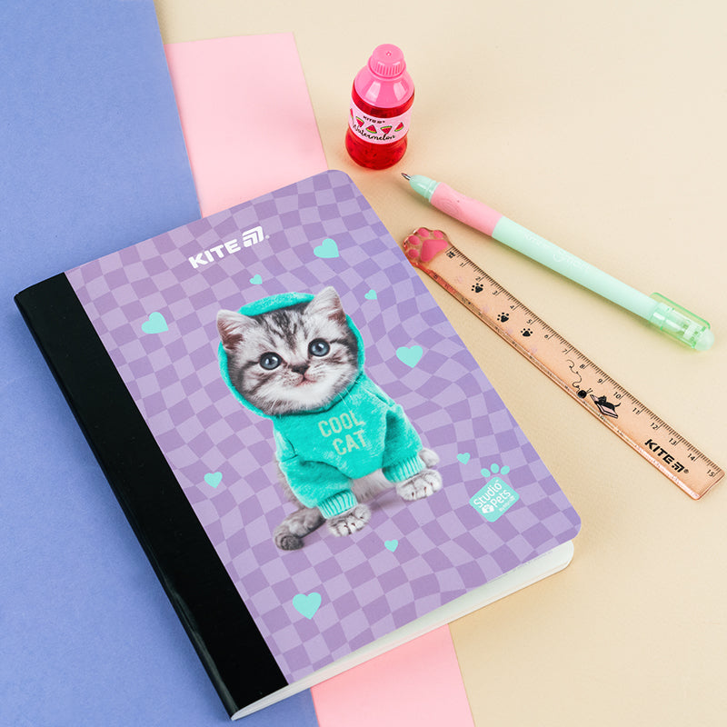 Notebook and page clip Kite Studio Pets SP25-192, А5, 60 sheets, squared