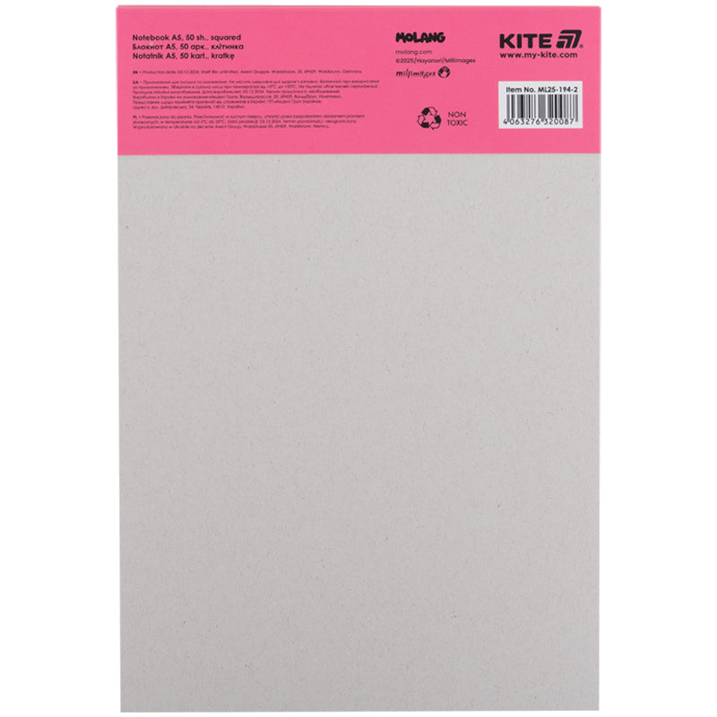 Блокнот-планшет Kite Molang ML25-194-2, A5, 50 аркушів, клітинка