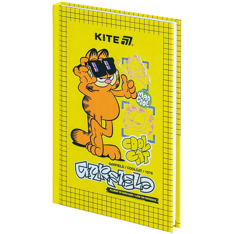 Книга записна Kite Garfield GF25-199, тверда обкладинка, А6, 80 аркушів, клітинка