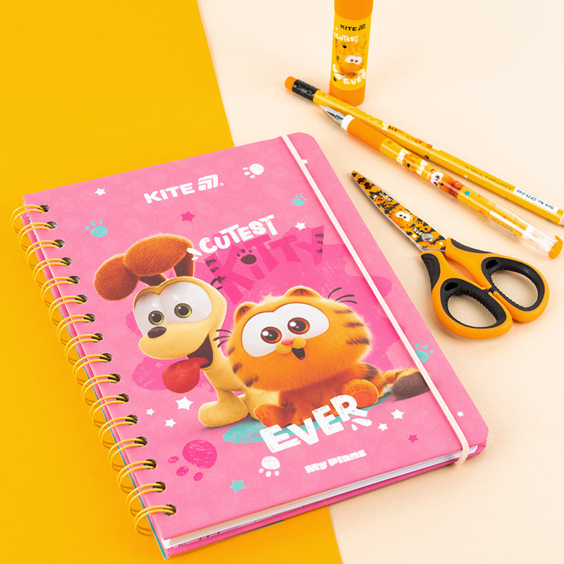 Щоденник на спіралі Kite Garfield GF25-438, тверда обкладинка
