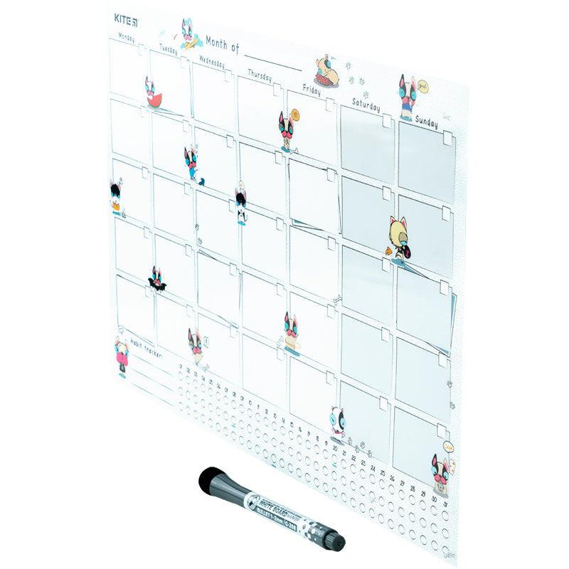 Wall-mounted monthly planner Kite Funny dogs K22-470-3, А3