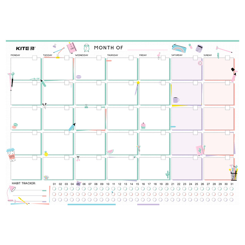 Wall-mounted monthly planner Kite Lady K22-470-4, А3
