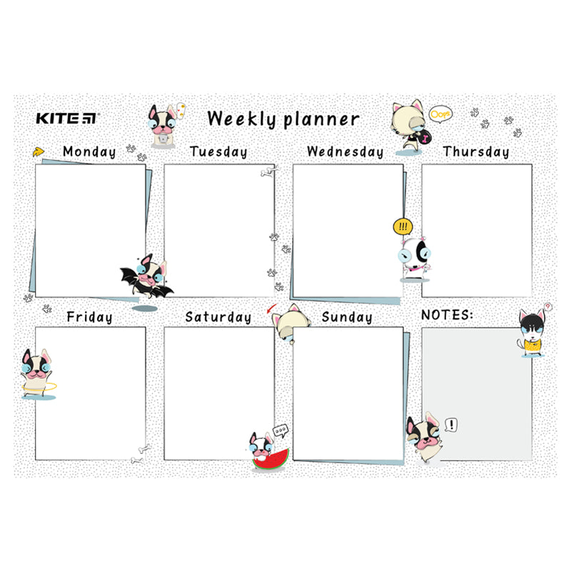 Wall-mounted weekly planner Kite Funny dogs K22-471-3, А4