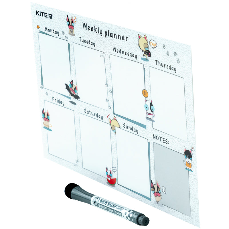 Wall-mounted weekly planner Kite Funny dogs K22-471-3, А4