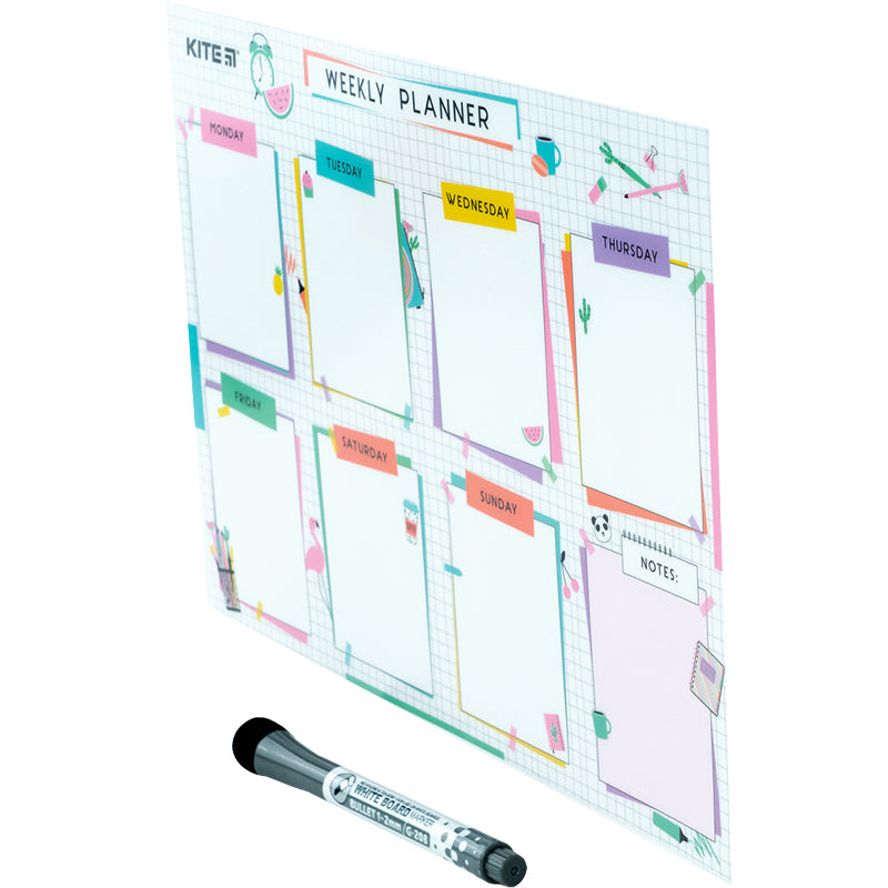 Wall-mounted weekly planner Kite Lady K22-471-4, А4