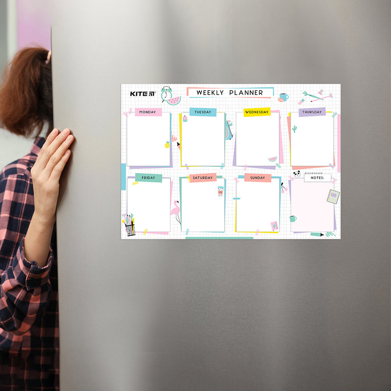 Wall-mounted weekly planner Kite Lady K22-471-4, А4