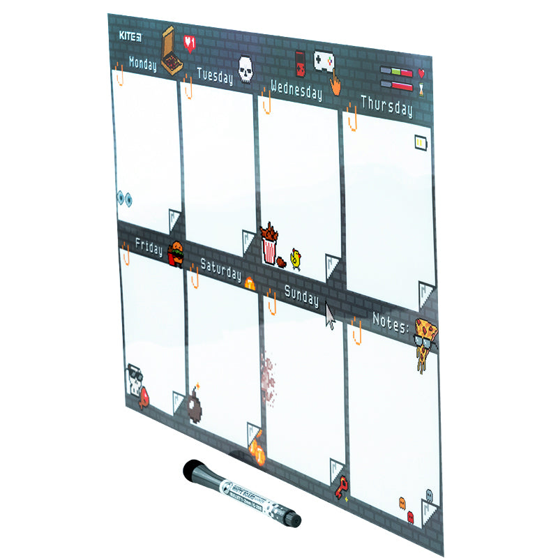 Wall-mounted weekly planner Kite Pixel K22-473-1, А3