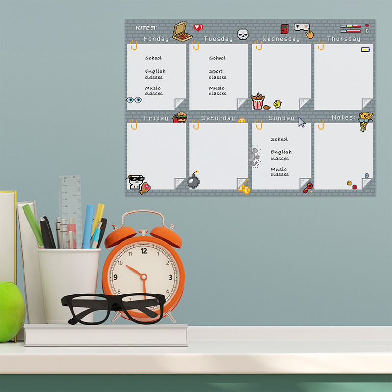 Wall-mounted weekly planner Kite Pixel K22-473-1, А3