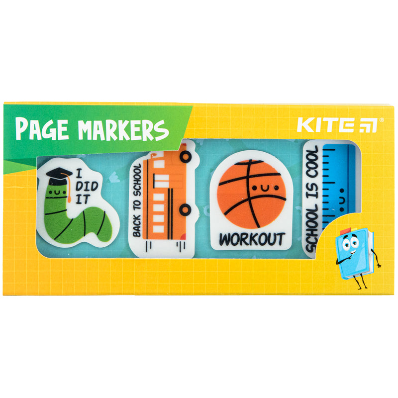 Page markers Kite School K22-479-4, 4x20 pcs, 30x50 mm
