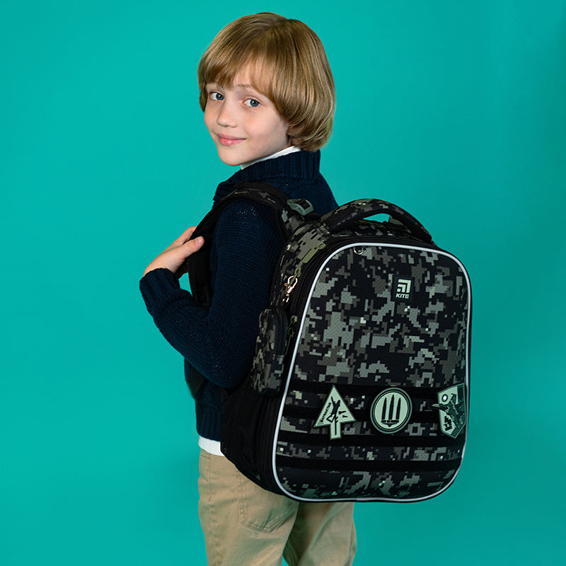 Hard-shaped school backpack Kite Education Air Force K24-531M-3