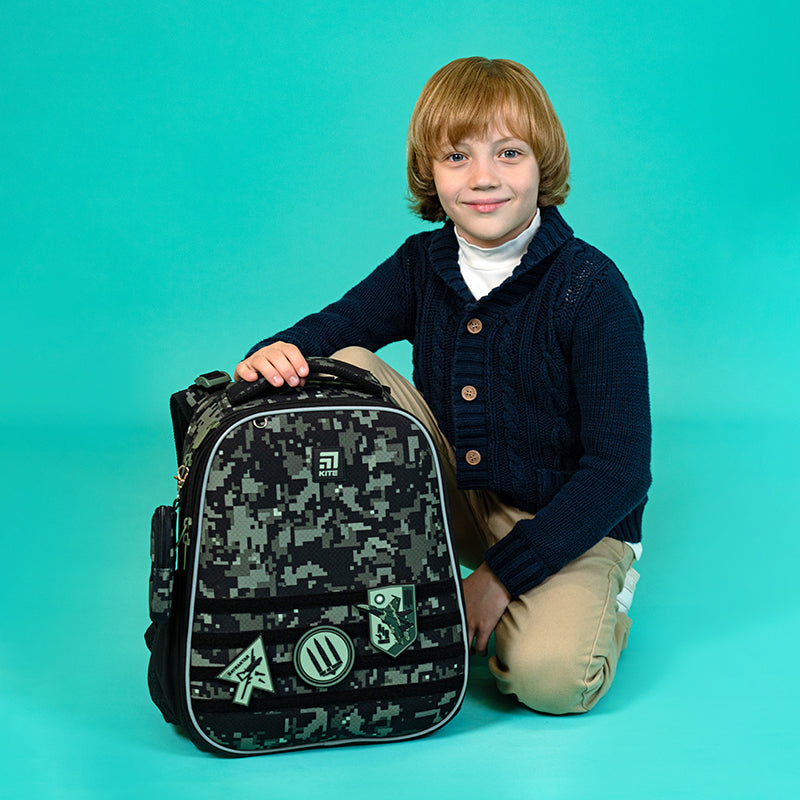 Hard-shaped school backpack Kite Education Air Force K24-531M-3