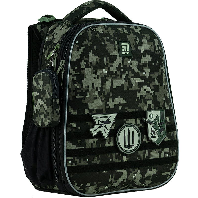 Hard-shaped school backpack Kite Education Air Force K24-531M-3