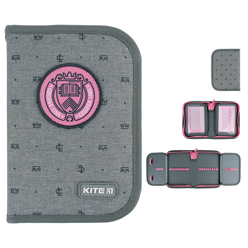 Pencil case without stationery Kite College Line K24-622-1, 1 compartment, 2 folds