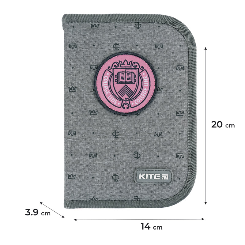 Pencil case without stationery Kite College Line K24-622-1, 1 compartment, 2 folds
