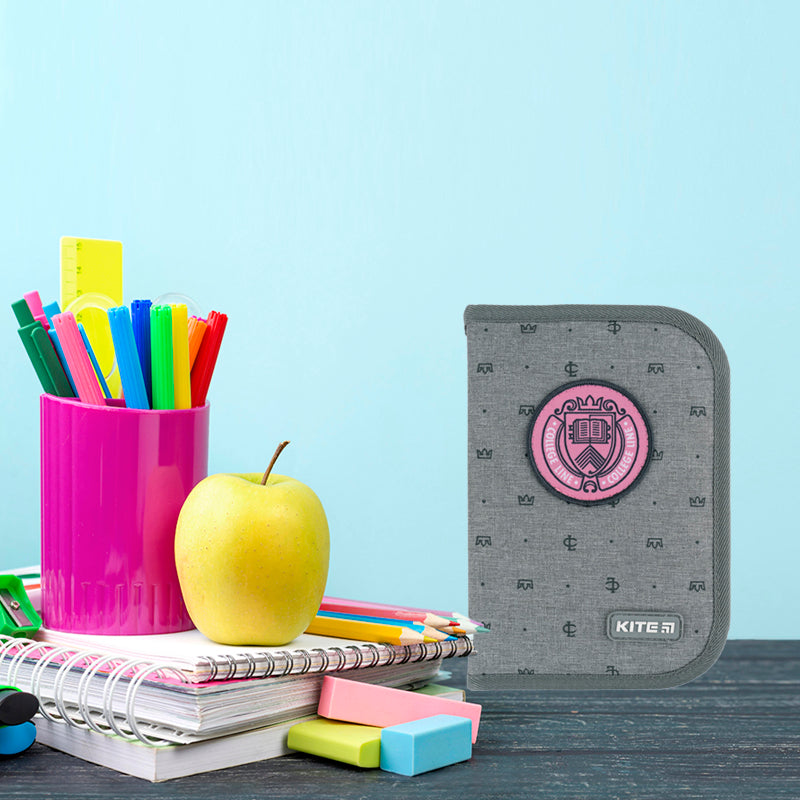 Pencil case without stationery Kite College Line K24-622-1, 1 compartment, 2 folds