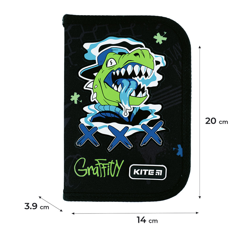 Pencil case without stationery Kite Roar K24-622-4, 1 compartment, 2 folds