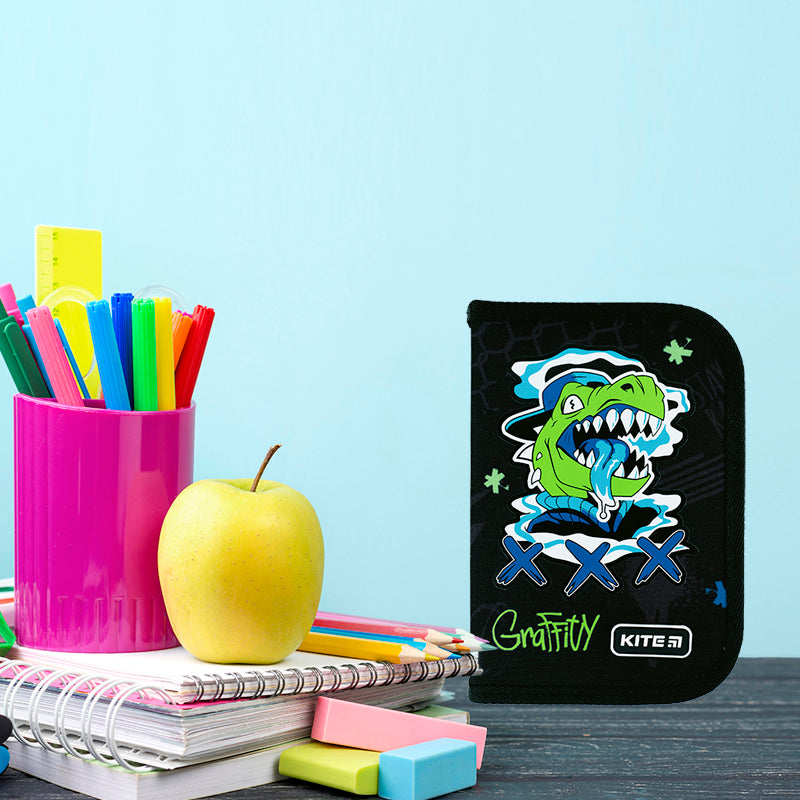 Pencil case without stationery Kite Roar K24-622-4, 1 compartment, 2 folds