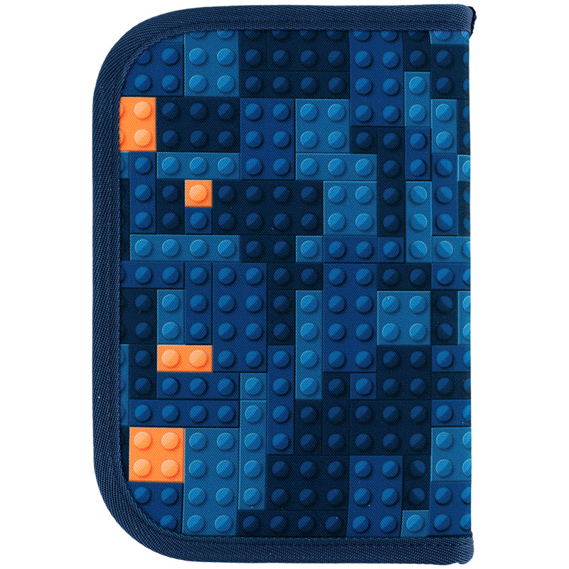 Pencil case without stationery Kite Blocks K24-622-8, 1 compartment, 2 folds