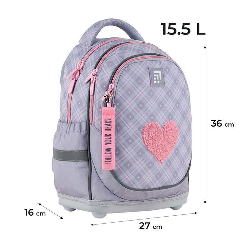 Backpack Kite Education Fluffy Heart K24-724S-1