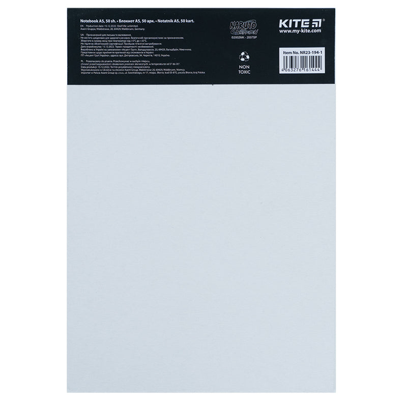 Notepad Kite Naruto NR23-194-1, A5, 50 sheeets, squared