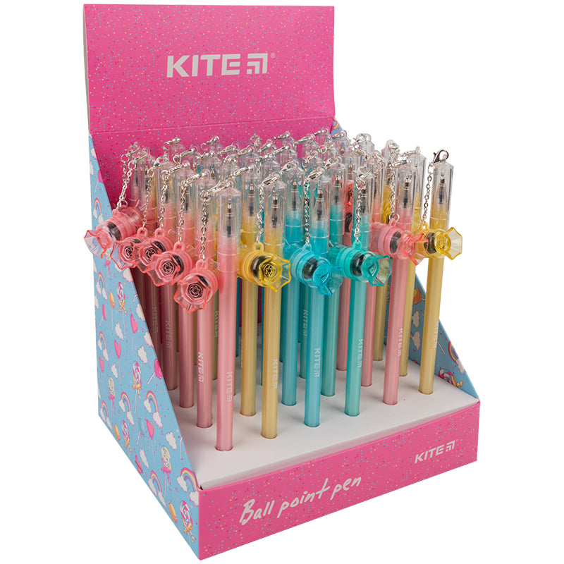 Ручка кулькова Kite K23-392-2, з печатками, синя