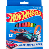 Set of fiber-tipped pens Kite Hot Wheels HW24-447, 12 colors