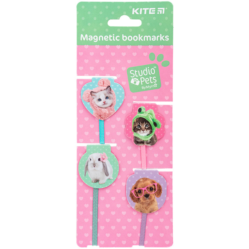 Set of magnetic bookmarks with ribbon Kite Studio Pets SP24-497