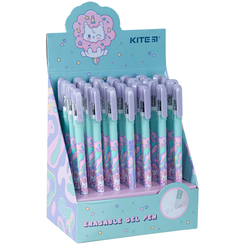 Długopis żelowy wymazywalny Kite Rainbow Catcorn K24-068-2, niebieski