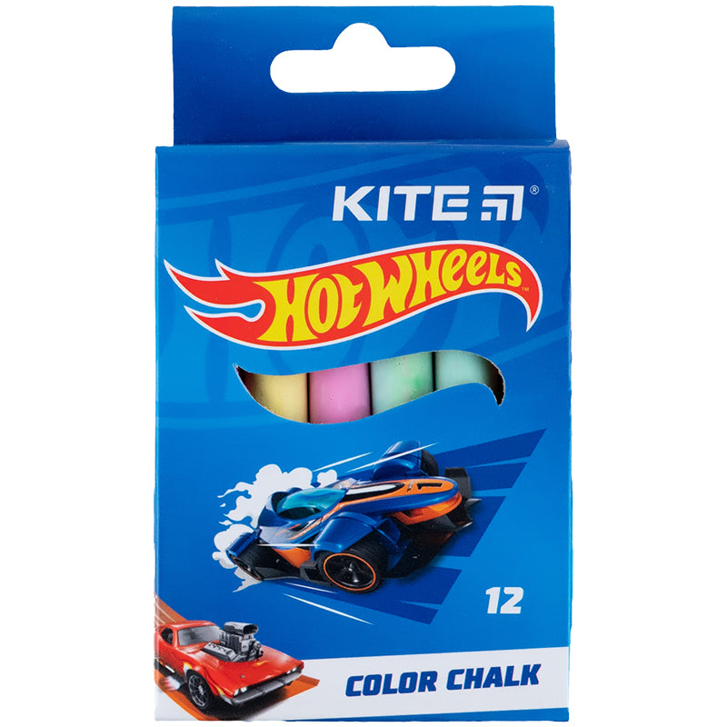 Color chalk Kite Hot Wheels HW24-075, 12 pcs