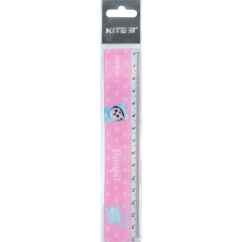 Ruler plastic Kite Studio Pets SP24-090, 15 cm
