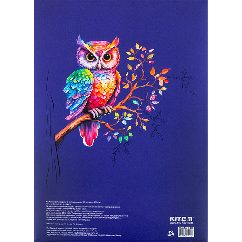 Papier akwarelowy Kite Classic K-268, А3, 10 arkuszy, 200 g/m2