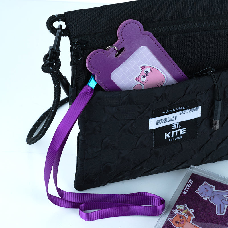 Бейдж вертикальний Kite K24-296-1, на шнурку, фіолетовий