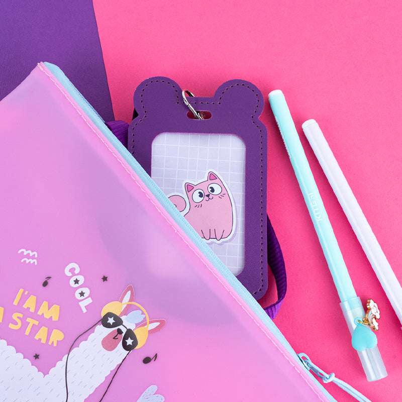 Бейдж вертикальний Kite K24-296-1, на шнурку, фіолетовий