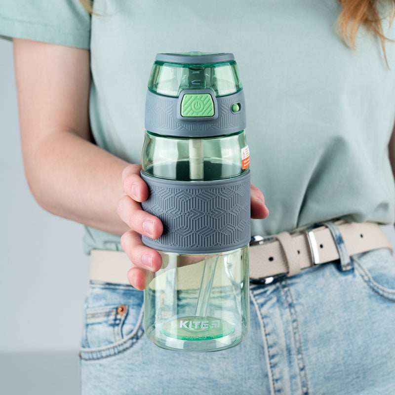 Пляшечка для води Kite K24-1201-2, 600 мл, зелено-сіра