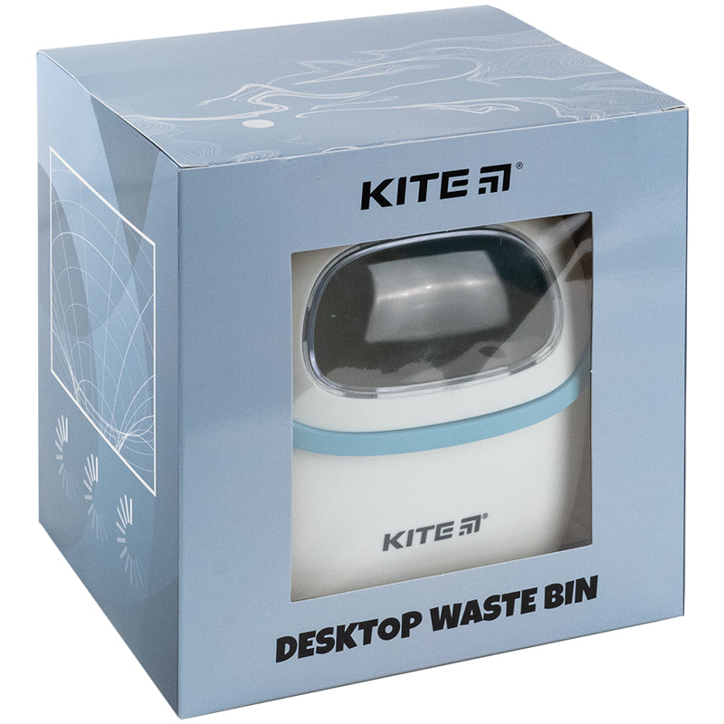 Настільний контейнер для сміття Kite K24-009-6, біло-блакитний