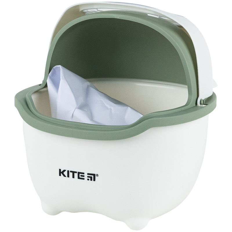 Настільний контейнер для сміття Kite K24-009-7, біло-зелений
