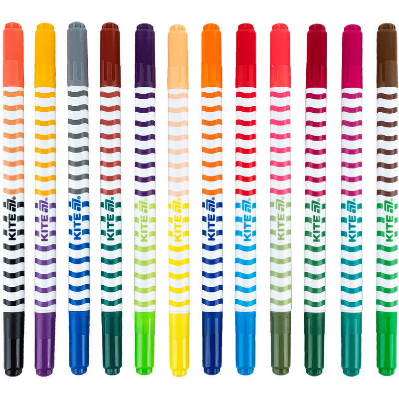 Fiberpens doublesided Kite Creative K-1151, 12pcs