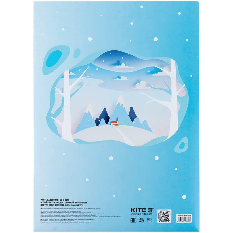 Картон білий Kite K24-1254, А4, 10 аркушів