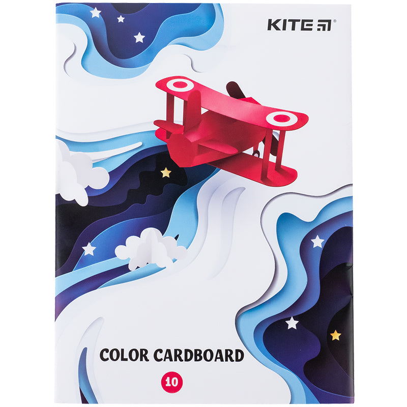 Color cardboard single-sided Kite K24-1257, A5 (10 sheets/10 colors), staplebound, Kite