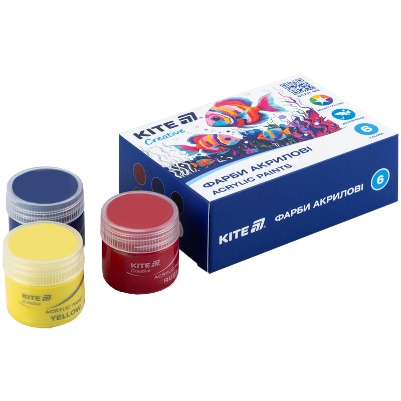 Acrylic paints Kite Creative K-271, 6 colors, 20 ml