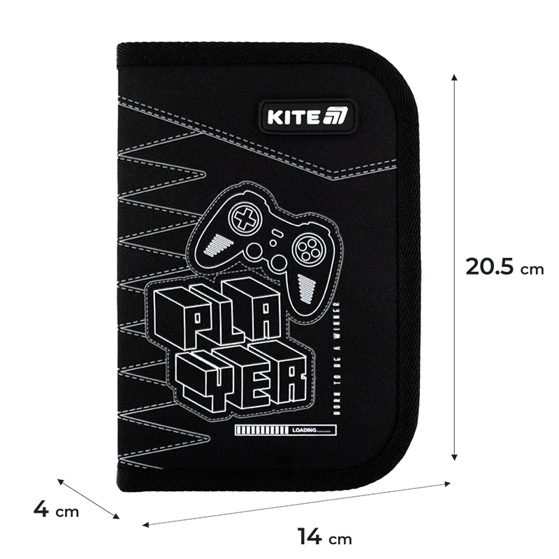 Pencil case without stationery Kite Player K25-622-6, 1 compartment, 2 flaps