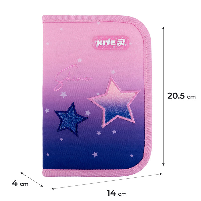 Pencil case with stationery Kite Sparkling K25-622H-1, 1 compartment, 2 flaps