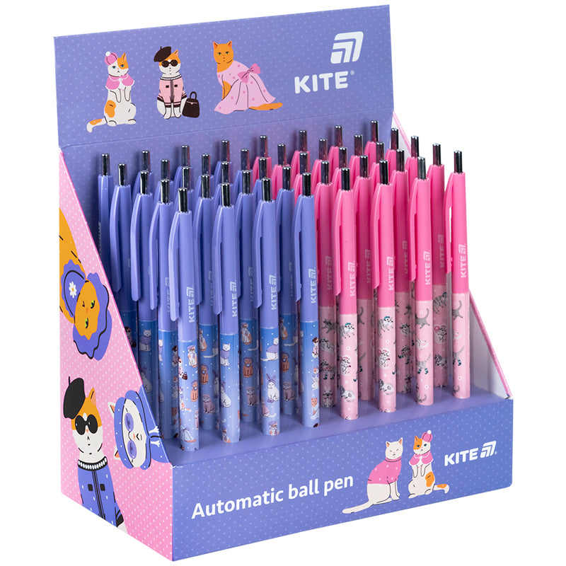 Ballpoint pen retractable Kite Fashion Cat K25-361-1, blue