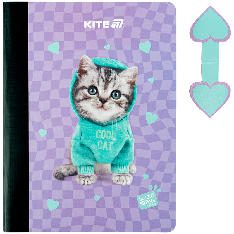Notebook and page clip Kite Studio Pets SP25-192, А5, 60 sheets, squared