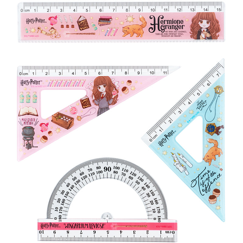 Set: ruler 15 cm, 2 triangle, protractor with printing Kite Harry Potter HP25-282