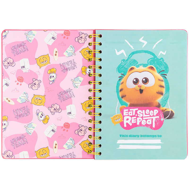 Щоденник на спіралі Kite Garfield GF25-438, тверда обкладинка