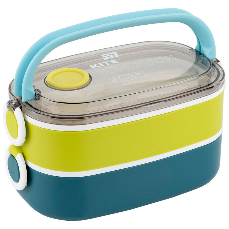 Lunchbox double layer with utensils Kite K25-1181-2, 1600 ml, blue